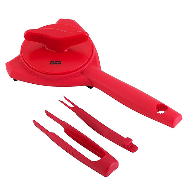 درب شیشه بازکن با چنگال و انبر قرمز